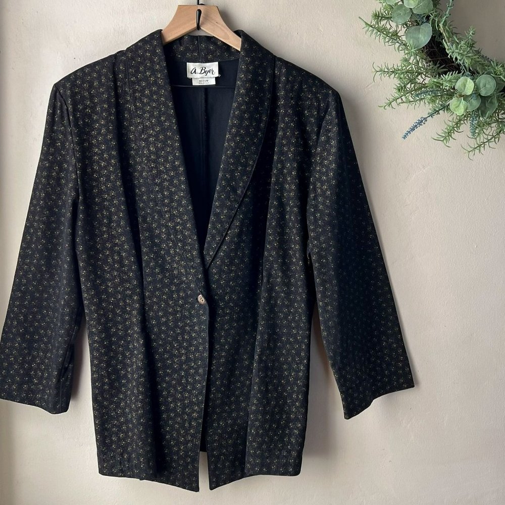 Vintage A. Byer Black Gold Floral Blazer